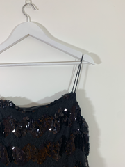 Black Lace and Sequin Mini Dress (Size 14)