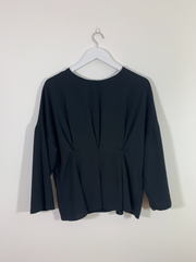 Black Structured Blouse with Slit Back (Size 16)