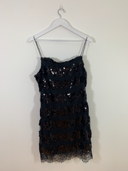 Black Lace and Sequin Mini Dress (Size 14)