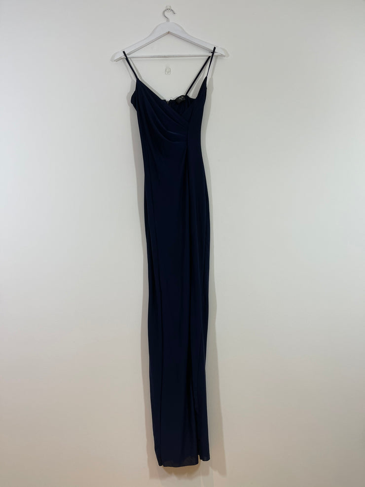 Long Navy Dress with Split Leg (Size 8)