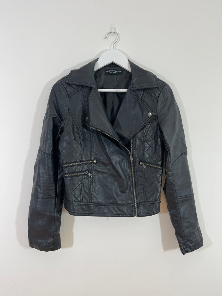 Black Faux Leather Jacket (Size 10)