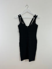 Ribbed Black Bodycon Dress (Size 10)