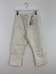 Straight White Frey Detail Jeans (W30L30)