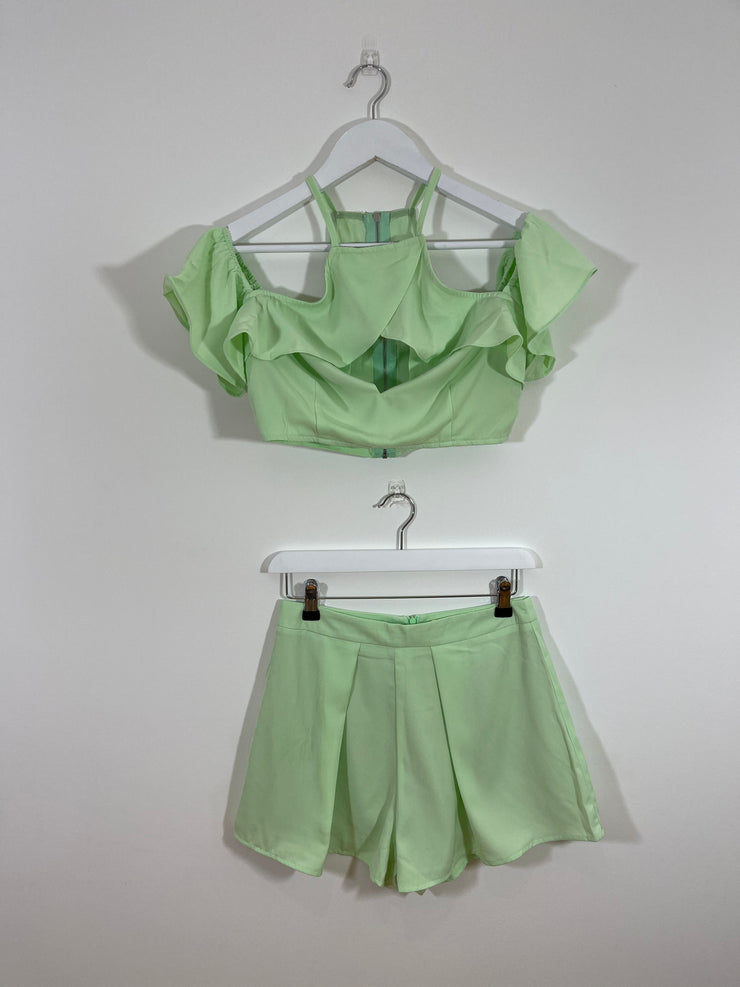 Green Co-ord Shorts and Crop Top (Multiple Sizes)