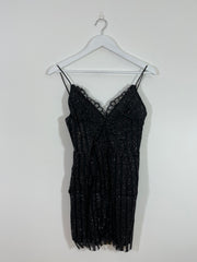 Black Glitter Mini Dress (Multiple Sizes)