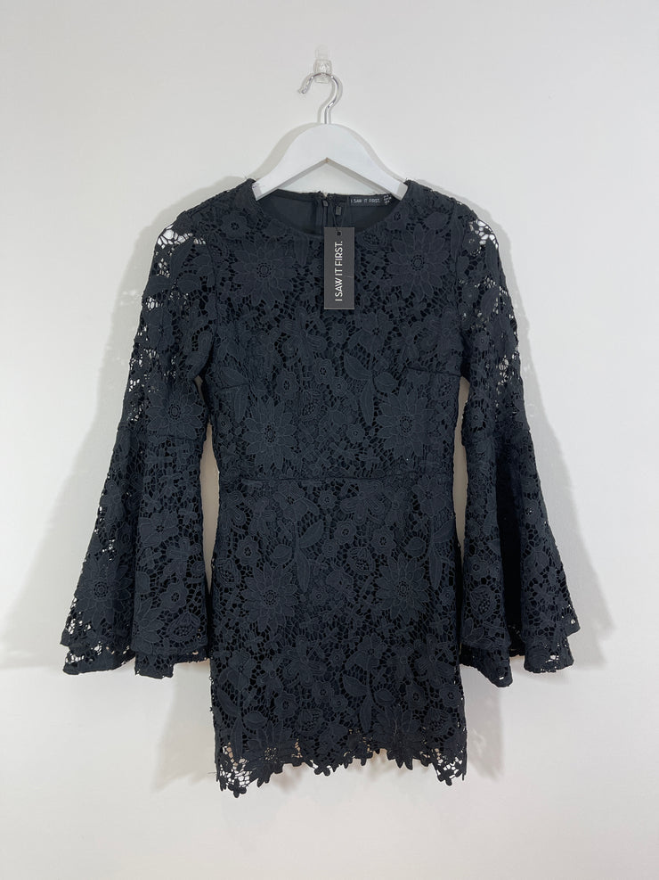 Black Lace Wide Sleeve Dress (Size 10)