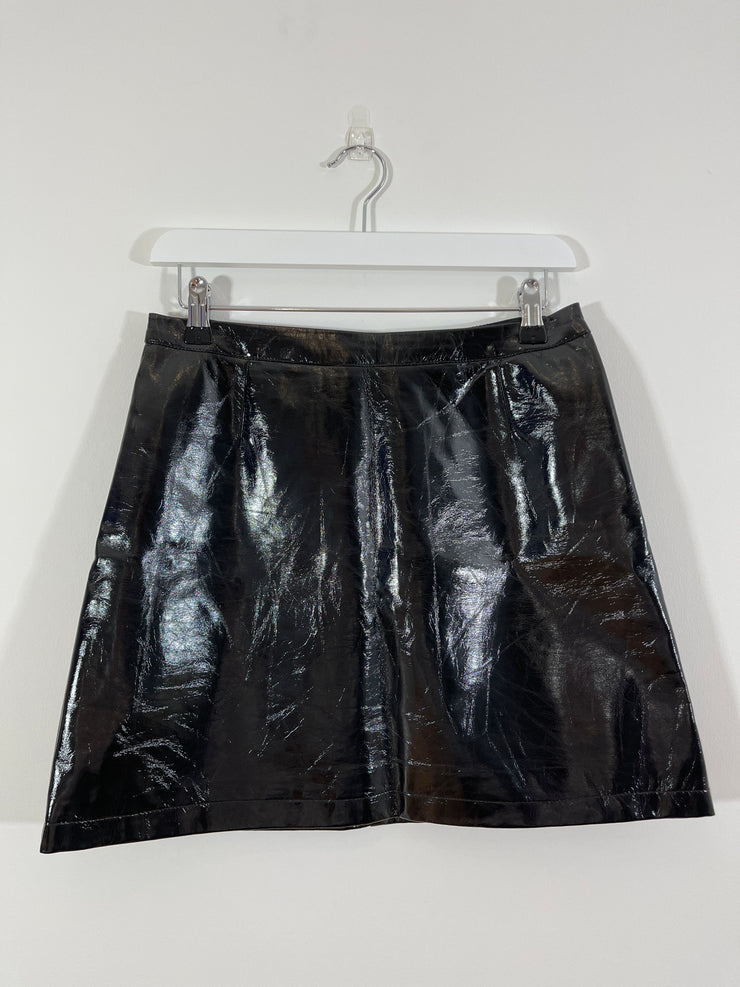 Black Faux Leather Skirt (Size 10)