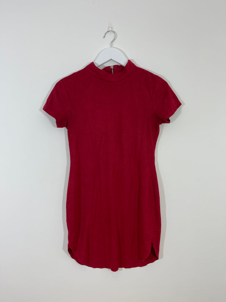 Faux Suede Red Dress (Size 12)