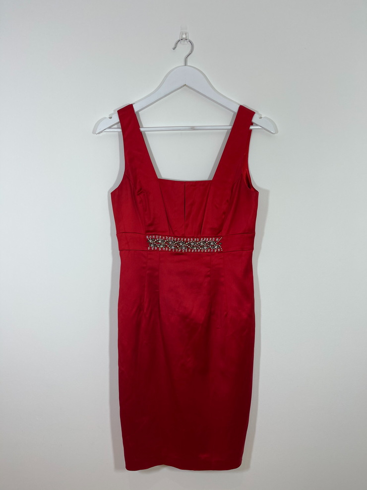 Red Satin Dress (Size 10)